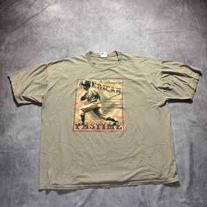 Briar Creek Mens 2X American Pastime Baseball Graphic T-Shirt Tan Khaki Cotton